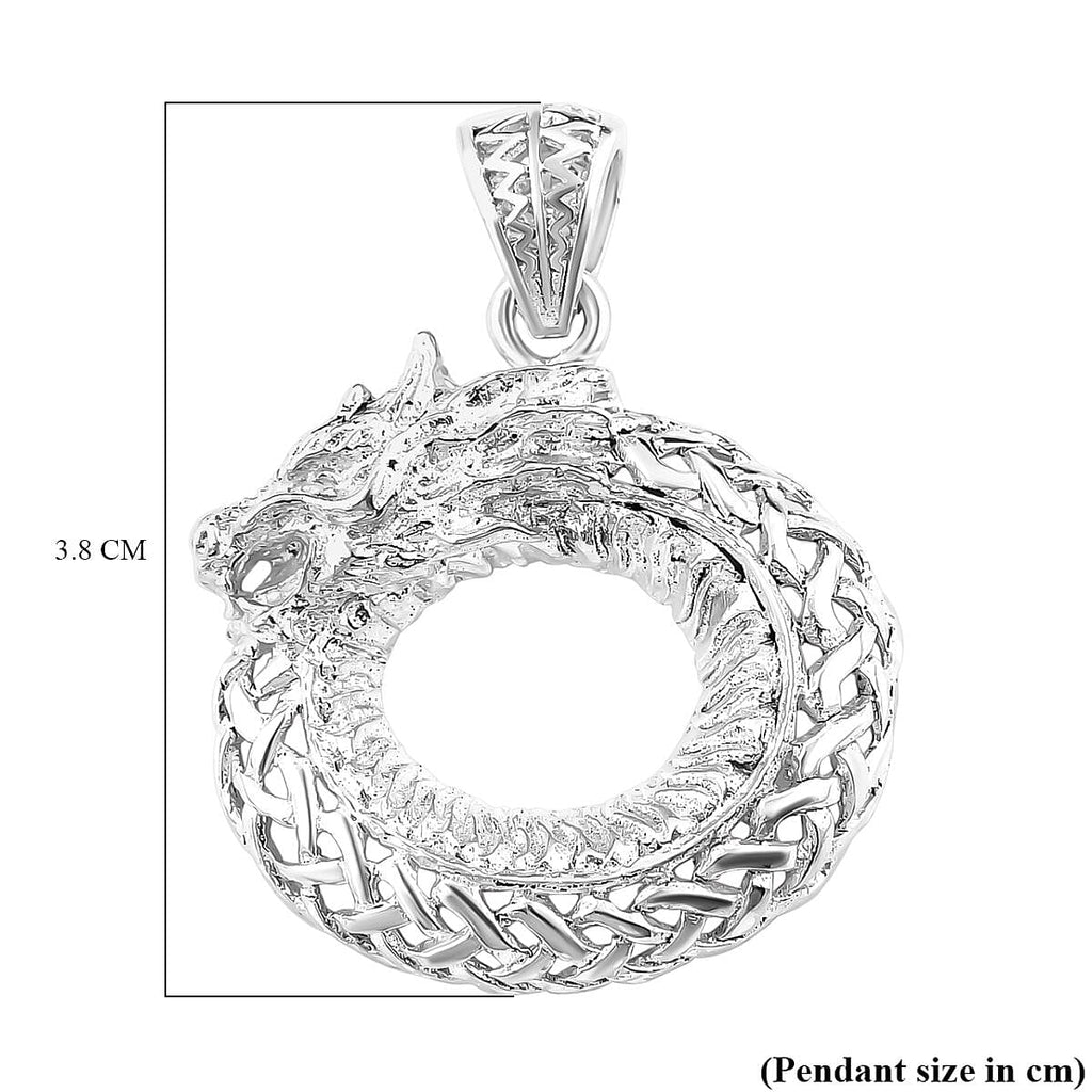 Royal Bali Collection - Circular Dragon Pendant in Sterling Silver, Silver Wt. 6.66 Gms.
