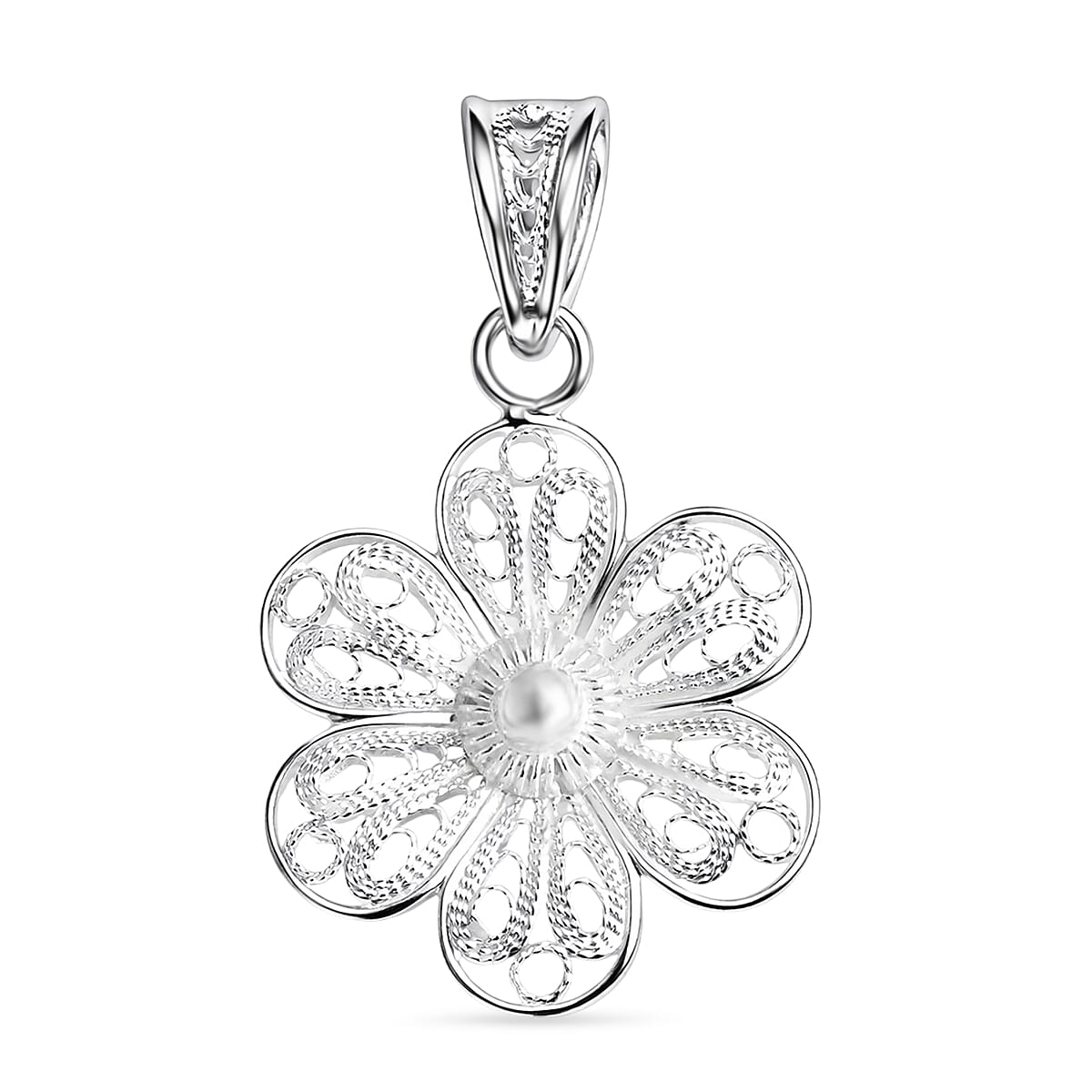Royal Bali Collection - Sterling Silver Floral Pendant 8522230 7