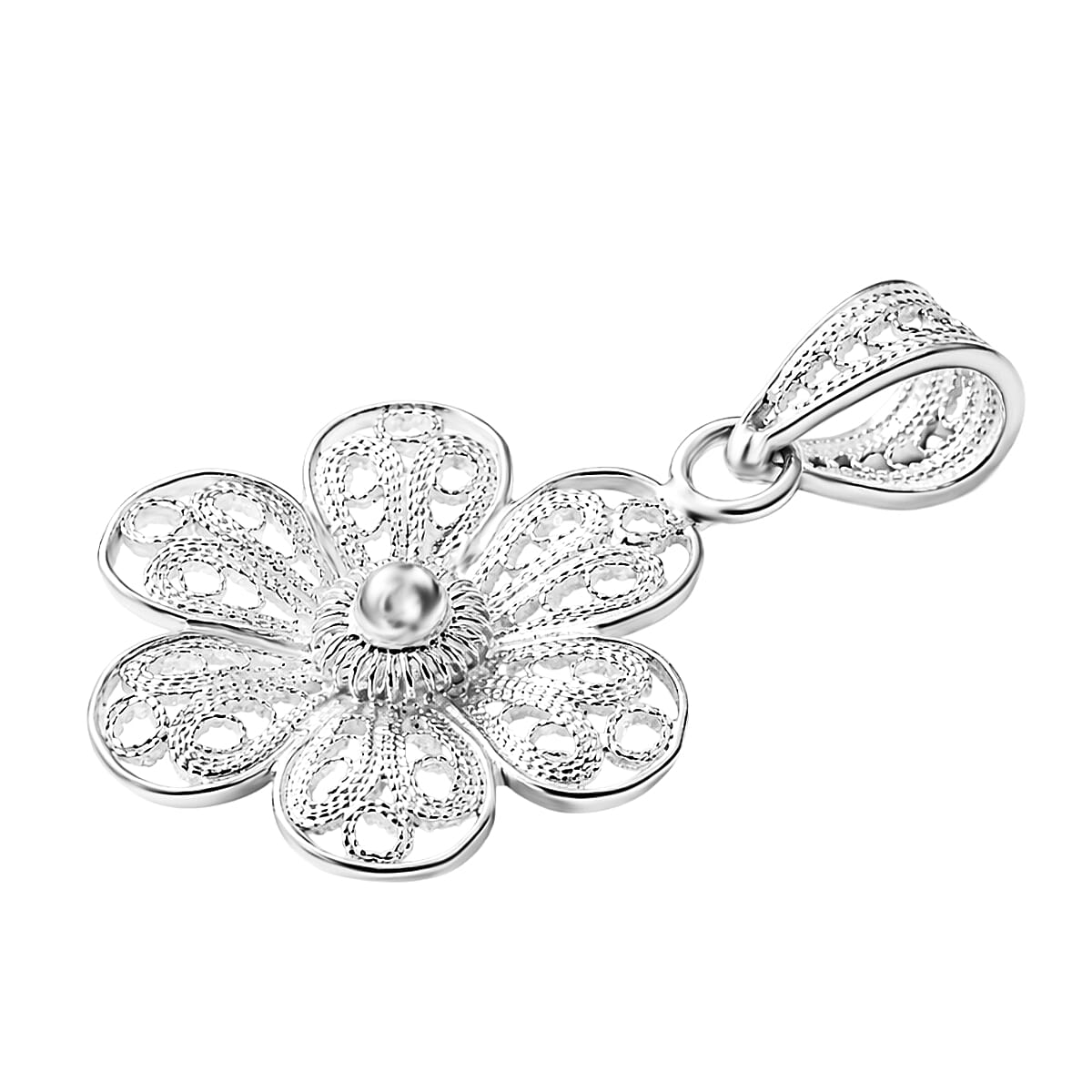 Royal Bali Collection - Sterling Silver Floral Pendant 8522230 10