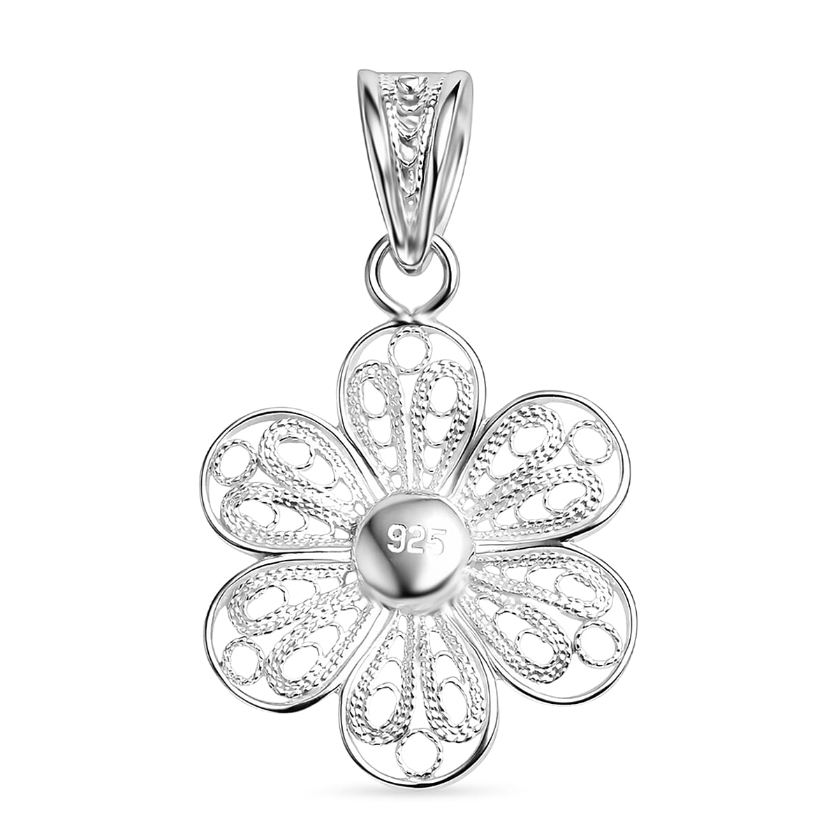 Royal Bali Collection - Sterling Silver Floral Pendant 8522230 11