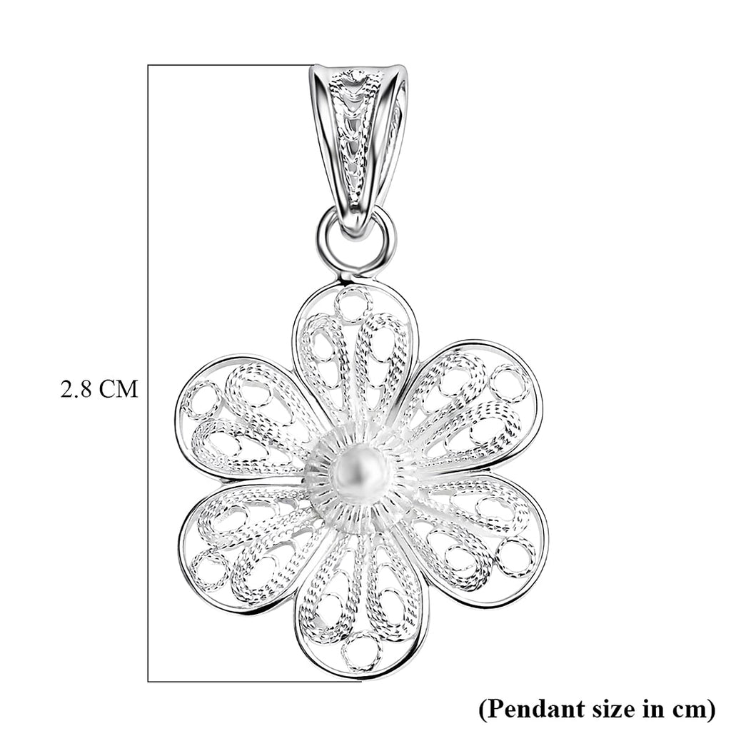 Royal Bali Collection - Sterling Silver Floral Pendant