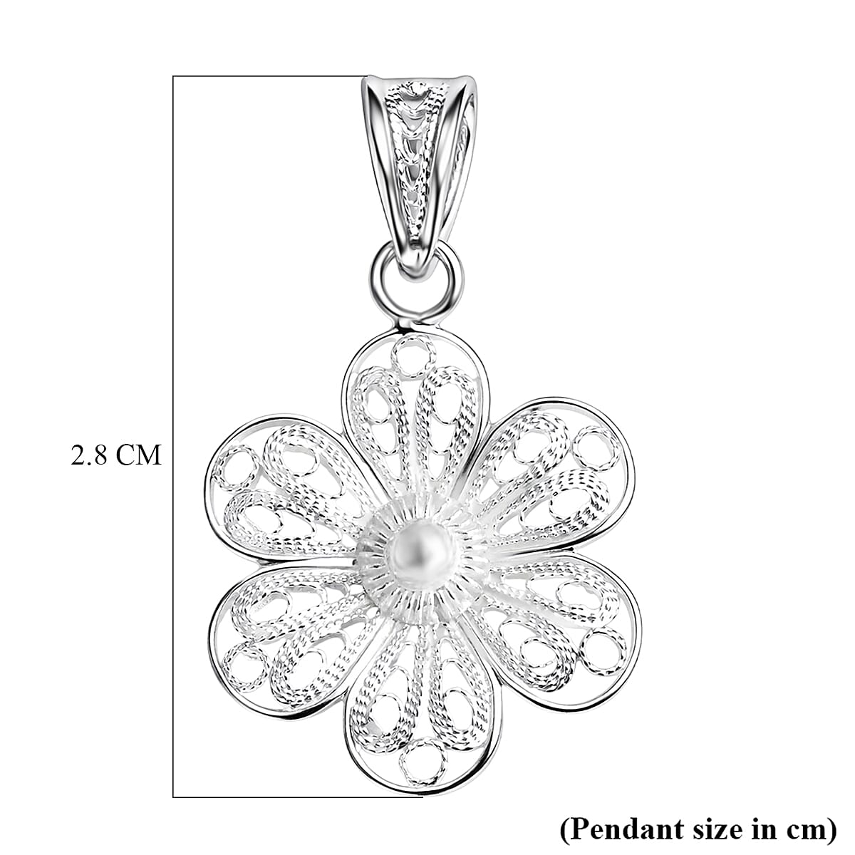 Royal Bali Collection - Sterling Silver Floral Pendant 8522230 12