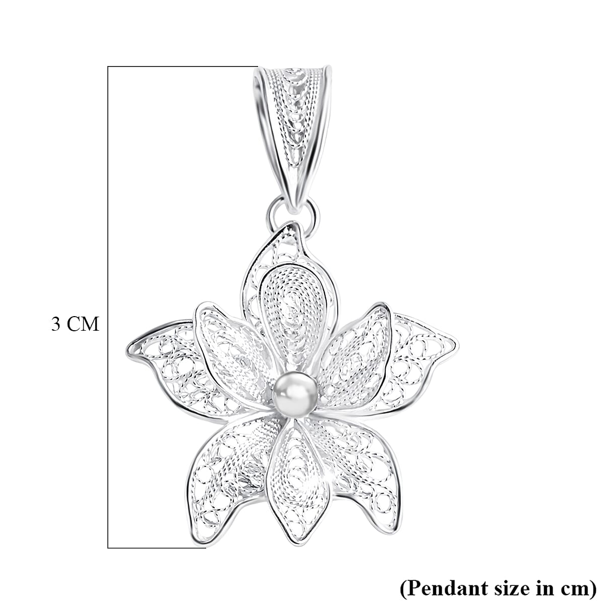 Royal Bali Collection - Sterling Silver Floral Pendant 8522231 11
