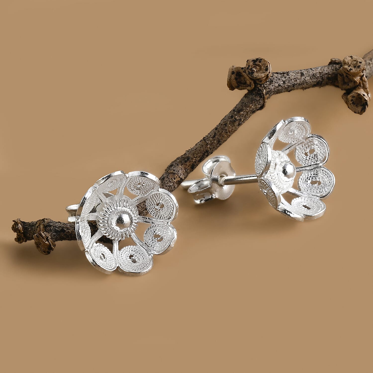Royal Bali Collection - Sterling Silver Stud Push Back Earrings V32492068 6