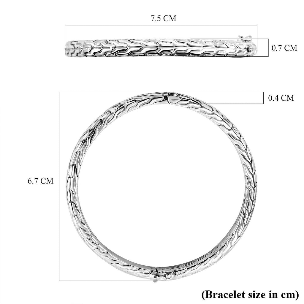 Royal Bali Collection - Sterling Silver Tulang Naga Bangle (Size 7.5) Silver Wt. 24.75 Gms.