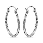 Royal Bali Collection - Sterling Silver Tulang Naga Hoop Earrings
