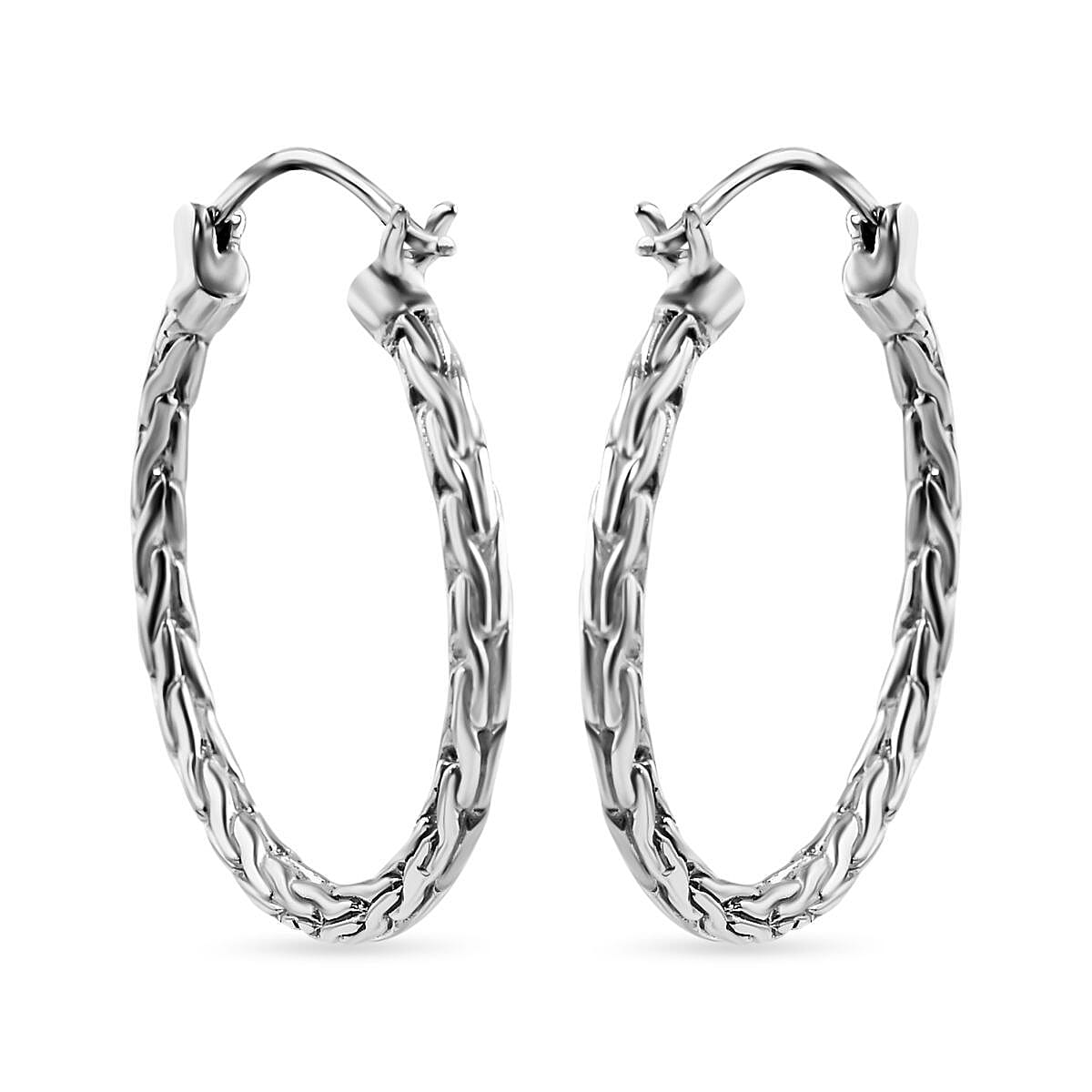 Royal Bali Collection - Sterling Silver Tulang Naga Hoop Earrings 7620924 4