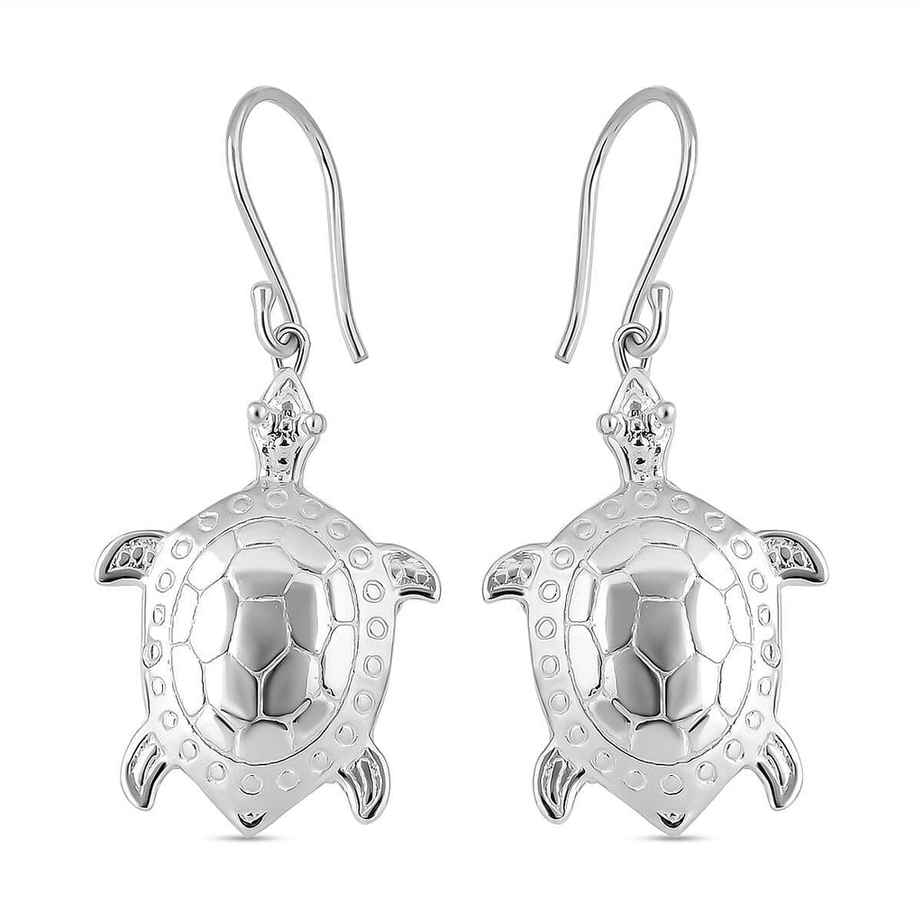 Royal Bali Collection - Turtle Earring with Hook in Sterling Silver