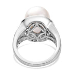Royal Bali Collection - White South Sea Pearl and Natural Cambodian Zircon Ring in Platinum Overlay Sterling Silver