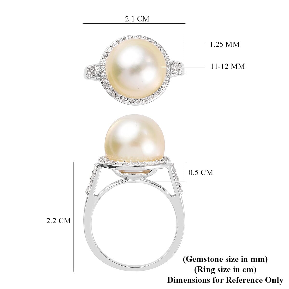 Royal Bali Collection White South Sea Pearl and White Zircon Ring in Platinum Plated Sterling Silver 3738581 6