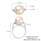 White South Sea Pearl and Natural Cambodian Zircon Ring in Platinum Overlay Sterling Silver