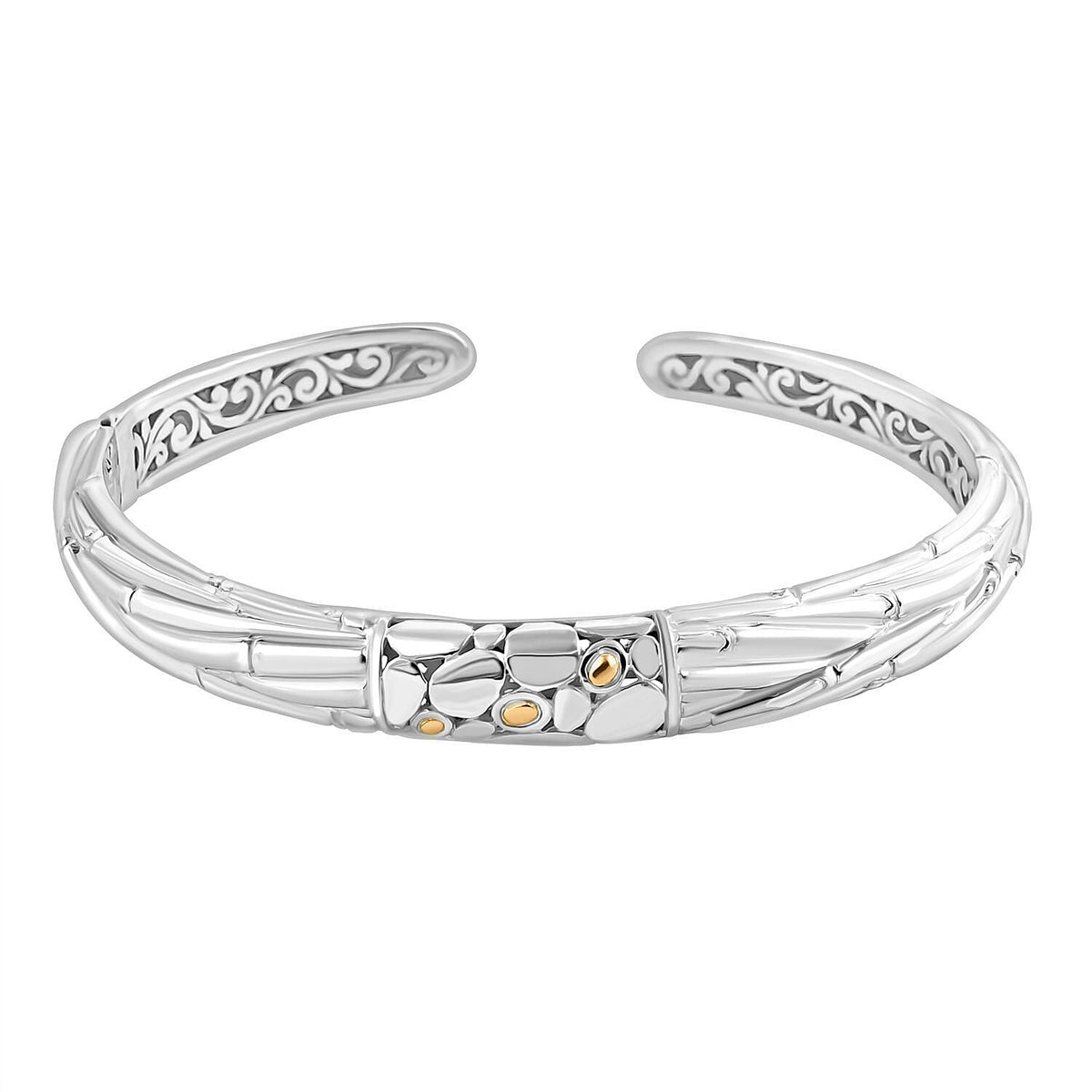 Royal Bali Collection - Designer Inspired Sterling Silver Unity Bangle with 18K Yellow Gold 7749750 0