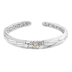 Royal Bali Iconic Edition - Designer Inspired Sterling Silver Unity Bangle with 18K Yellow Gold, Two Tone Wt. 27.25 Gms - 7.5