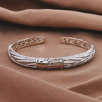 Royal Bali Iconic Edition - Designer Inspired Sterling Silver Unity Bangle with 18K Yellow Gold, Two Tone Wt. 27.25 Gms - 7.5