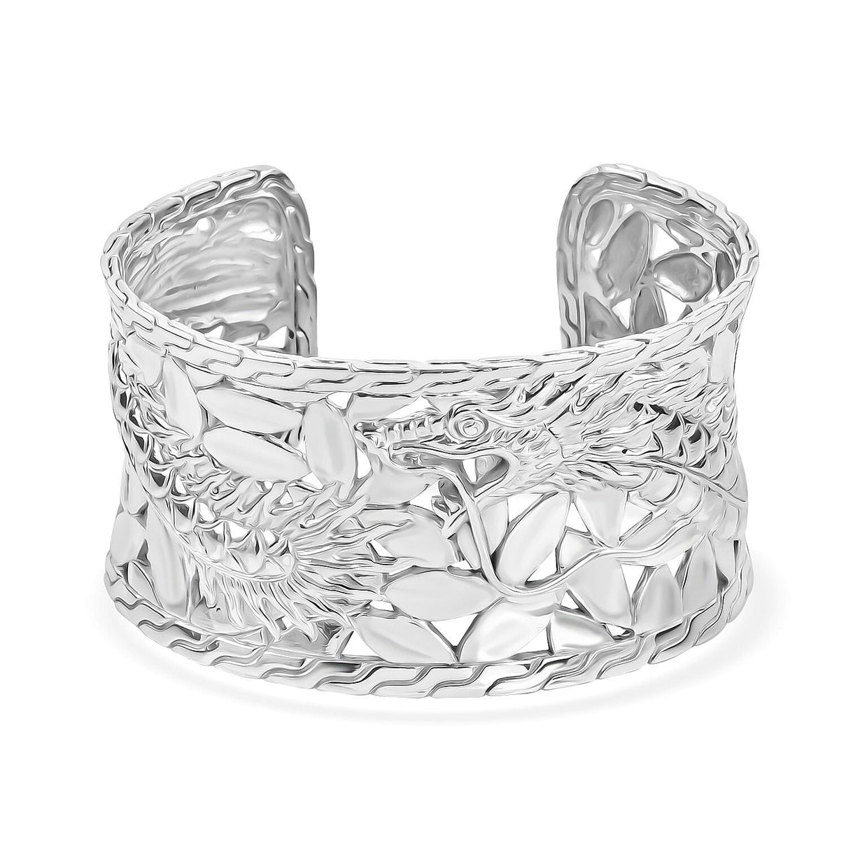 Royal Bali Sterling Silver Dragon Cuff Bangle (Size - 7.00), Silver Wt. 70.00 Gms 7238974 0