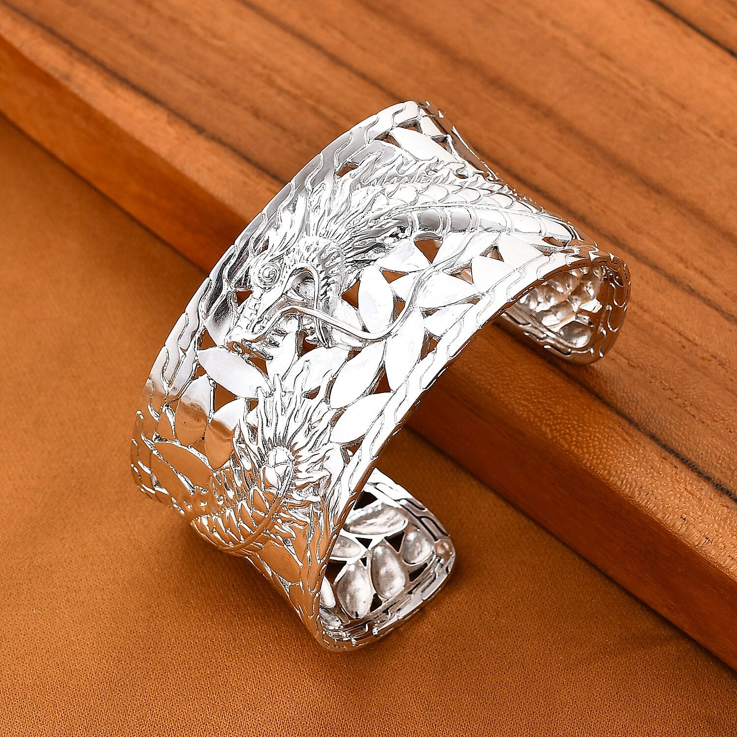 Royal Bali Sterling Silver Dragon Cuff Bangle (Size - 7.00), Silver Wt. 70.00 Gms 7238974 2