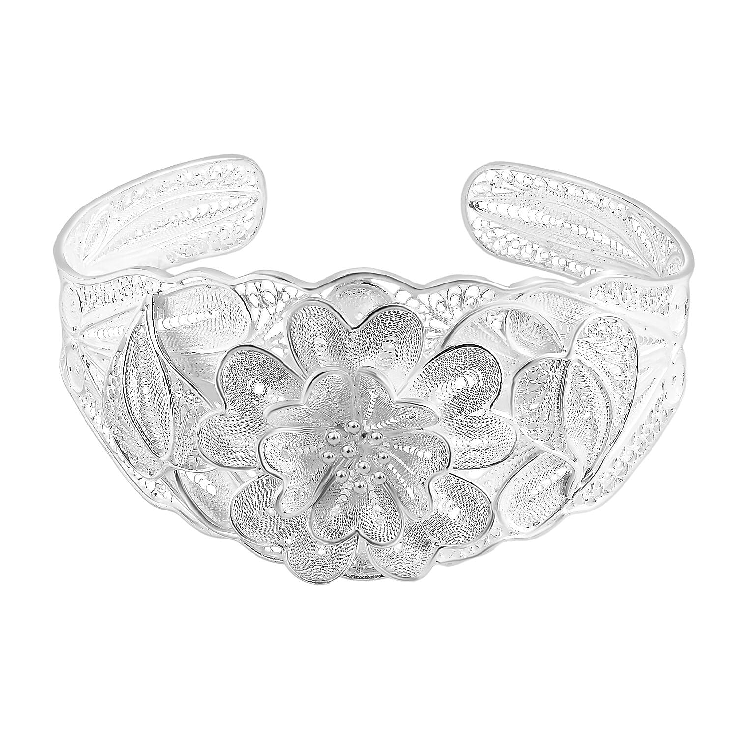 Royal Bali Tarakasi Collection - Sterling Silver Cuff Bangle (Size 8), Silver Wt. 29.84 Gms. 8258191 0