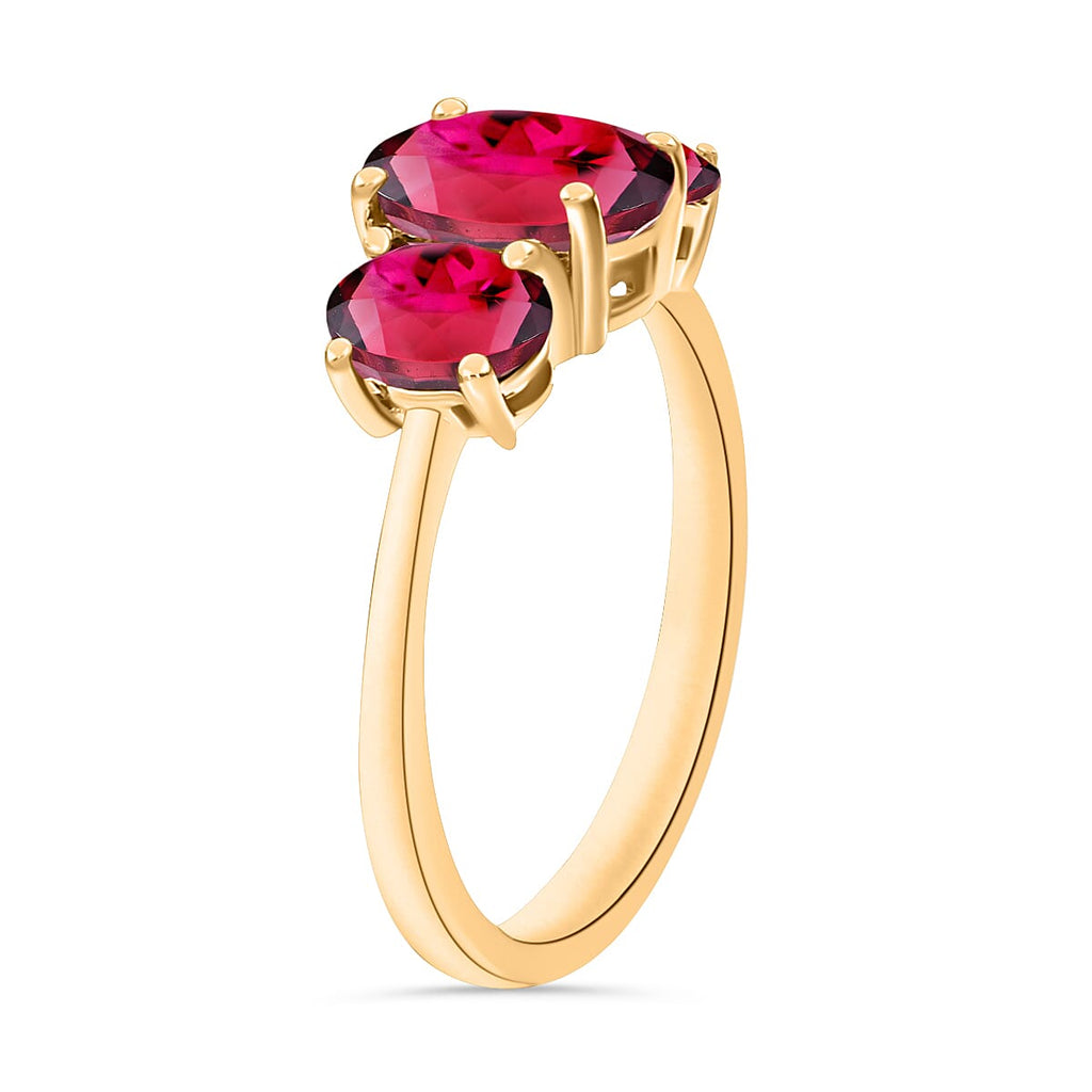 Rubellite  3 Stone Ring in Vermeil YG Sterling Silver 2.70 ct  2.260  Ct.