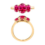 Rubellite  3 Stone Ring in Vermeil YG Sterling Silver 2.70 ct  2.260  Ct.