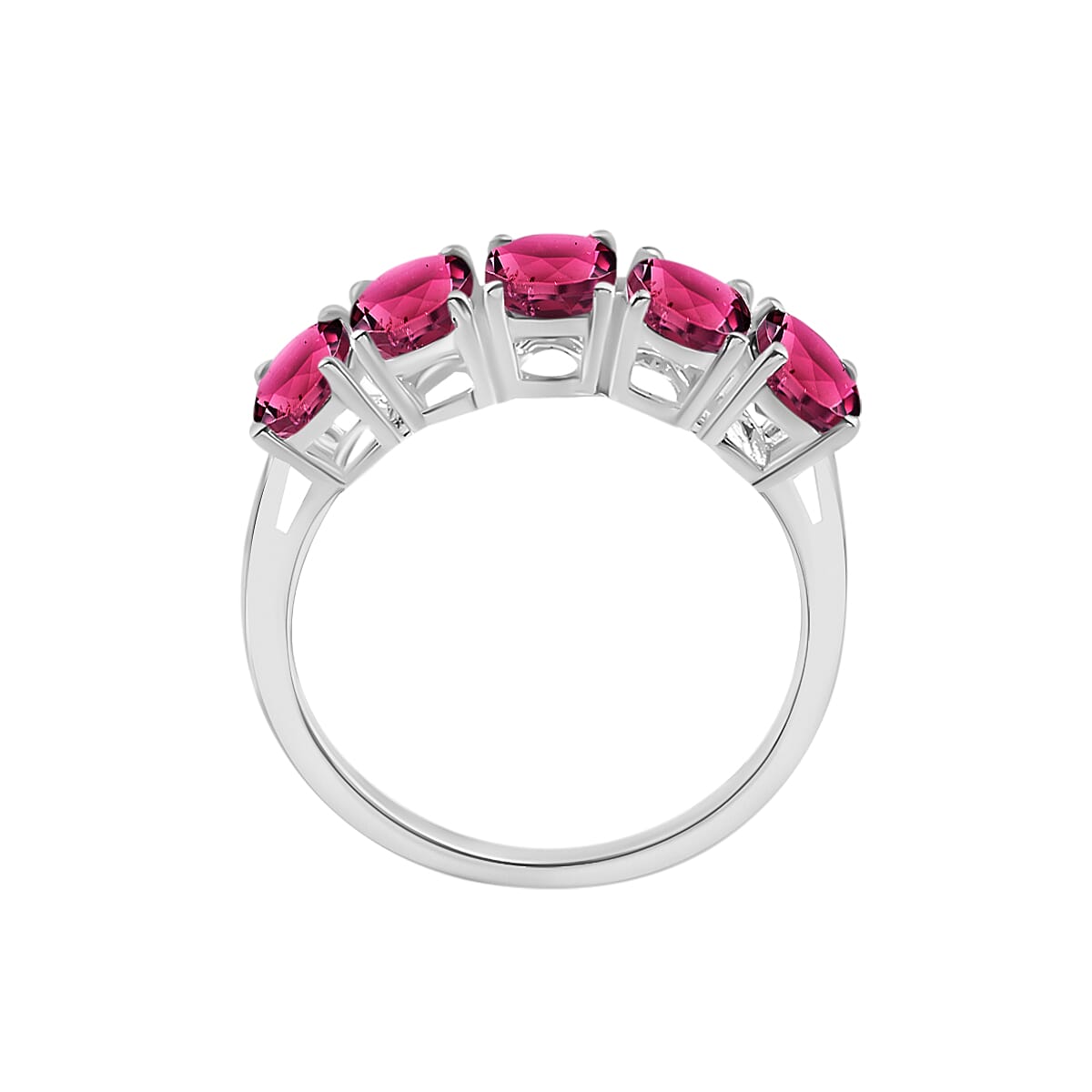 Rubellite 5 Stone Ring in Platinum Overlay Sterling Silver 3 Ct 8008285 3