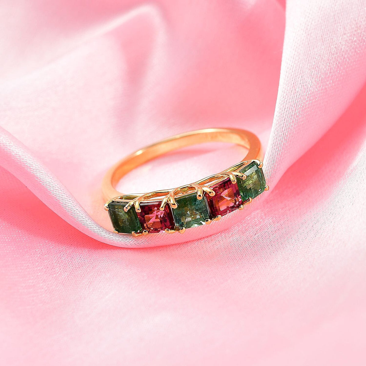 Rubellite  5 Stone Ring in Vermeil YG Sterling Silver 1.79 ct  2.930  Ct. 7687831 2