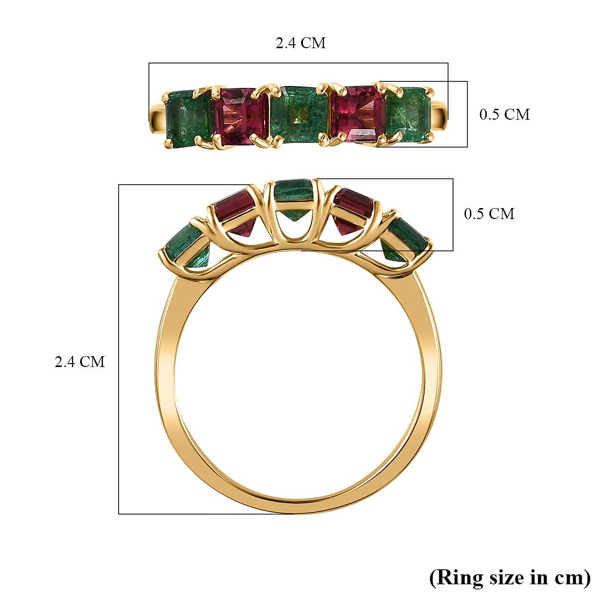Rubellite  5 Stone Ring in Vermeil YG Sterling Silver 1.79 ct  2.930  Ct. 7687831 6