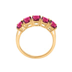 Rubellite  5 Stone Ring in Vermeil YG Sterling Silver 3.00 ct  3.000  Ct.
