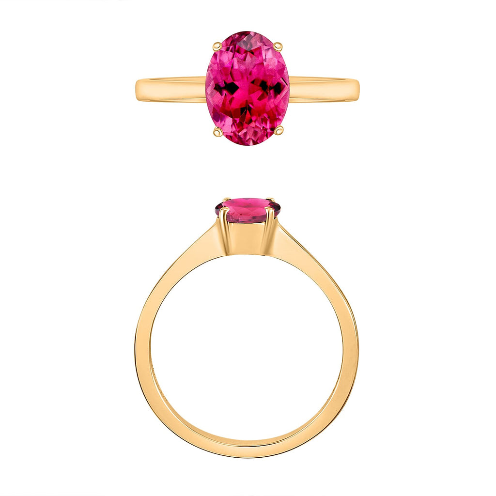 Rubellite  Ring in Vermeil YG Sterling Silver 1.30 ct  1.300  Ct.