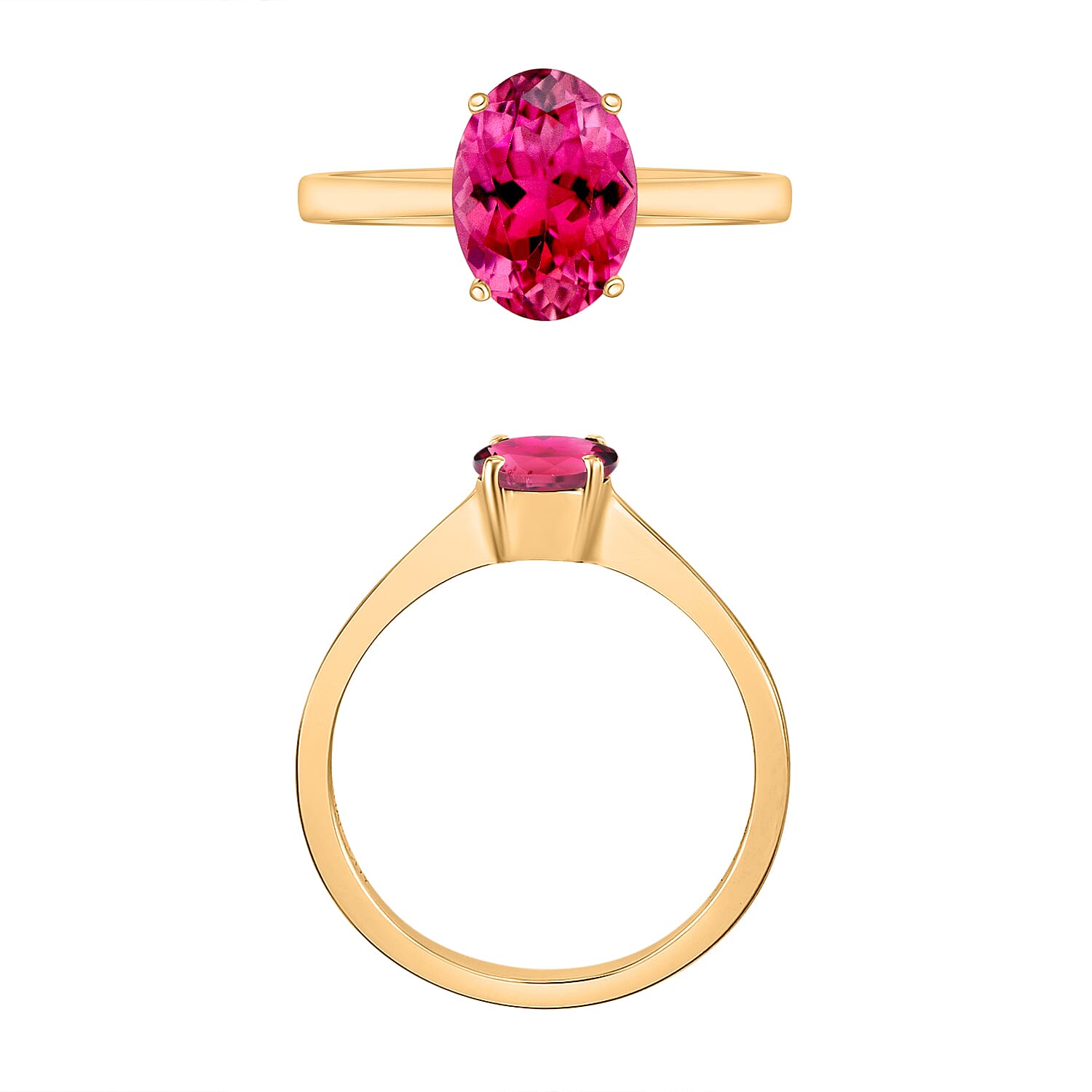Rubellite Ring in Vermeil Yellow Gold Sterling Silver 1.30 Ct 7720845 3