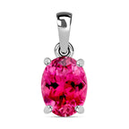 Rubellite  Solitaire Pendant in Platinum Overlay Sterling Silver 1.30 ct  1.300  Ct.