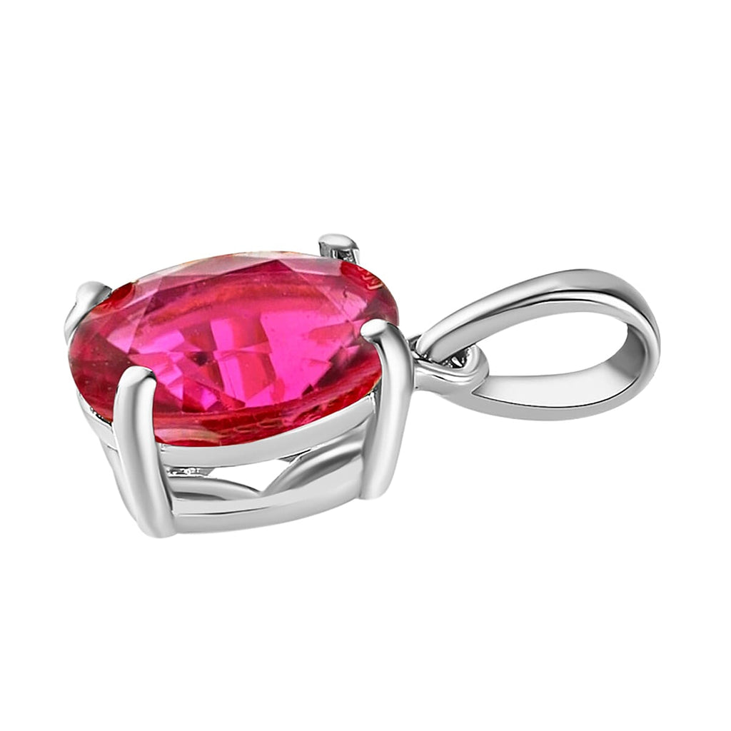 Rubellite  Solitaire Pendant in Platinum Overlay Sterling Silver 1.30 ct  1.300  Ct.