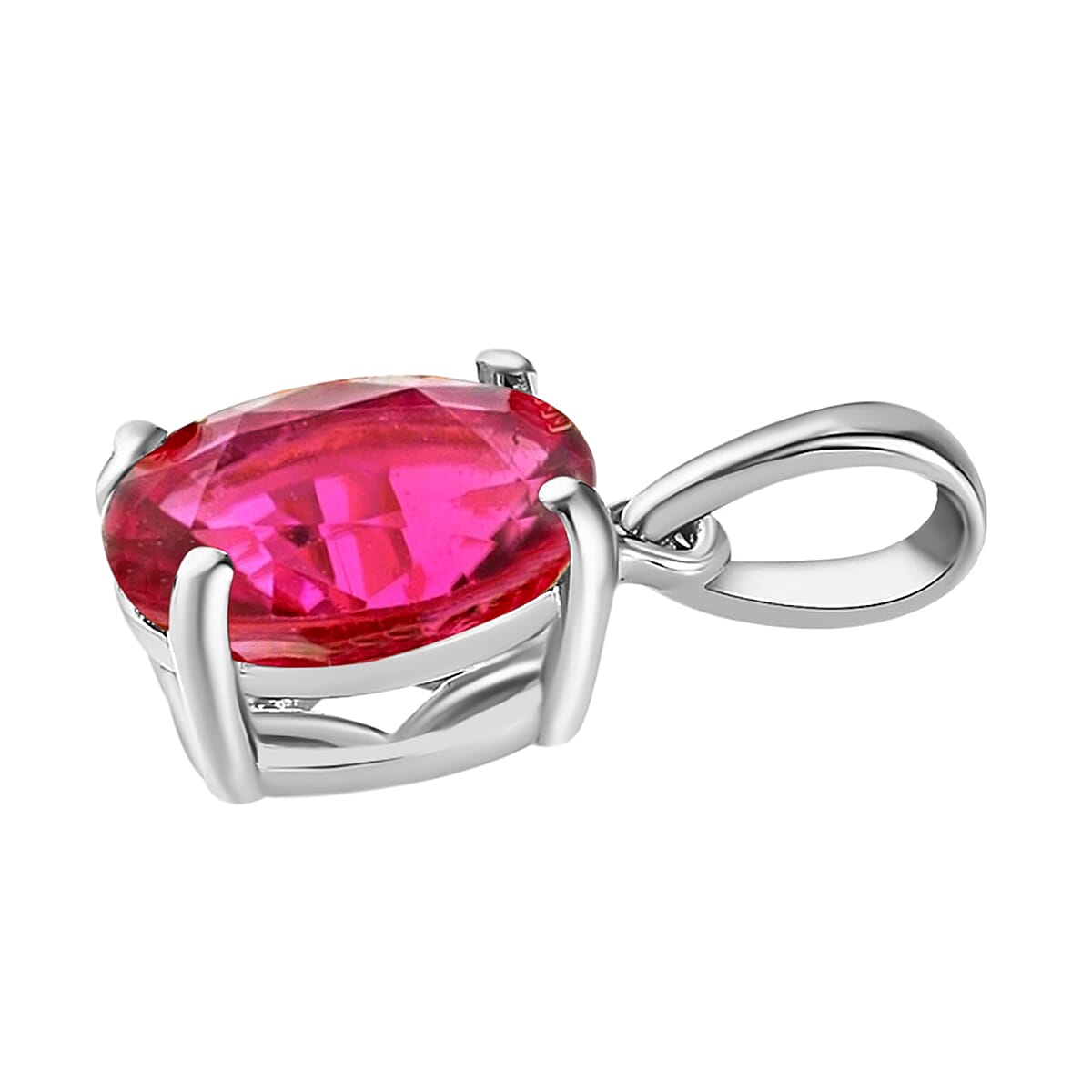 Rubellite Solitaire Pendant in Platinum Overlay Sterling Silver 1.30 Ct 8000151 2