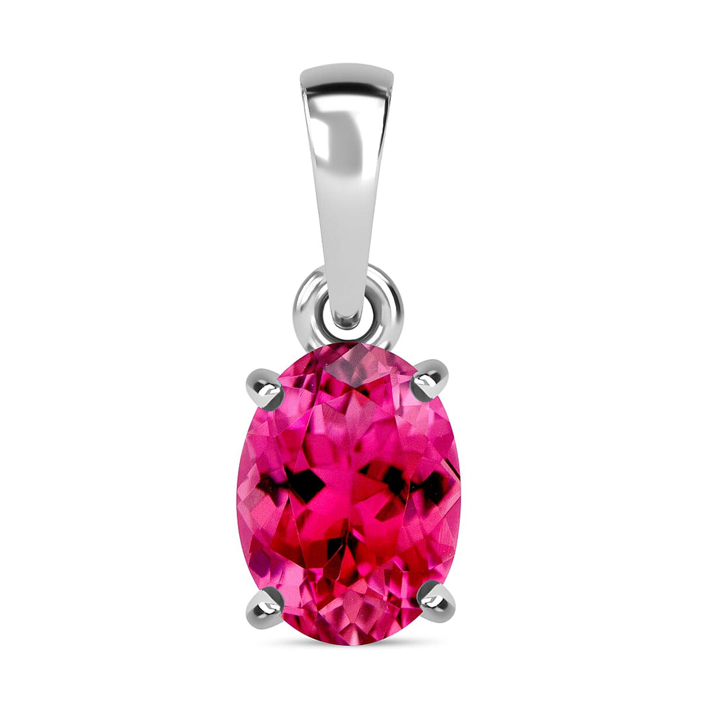Rubellite Solitaire Pendant in Platinum Overlay Sterling Silver 1.40 Ct.
