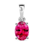 Rubellite Solitaire Pendant in Platinum Overlay Sterling Silver 1.40 Ct.