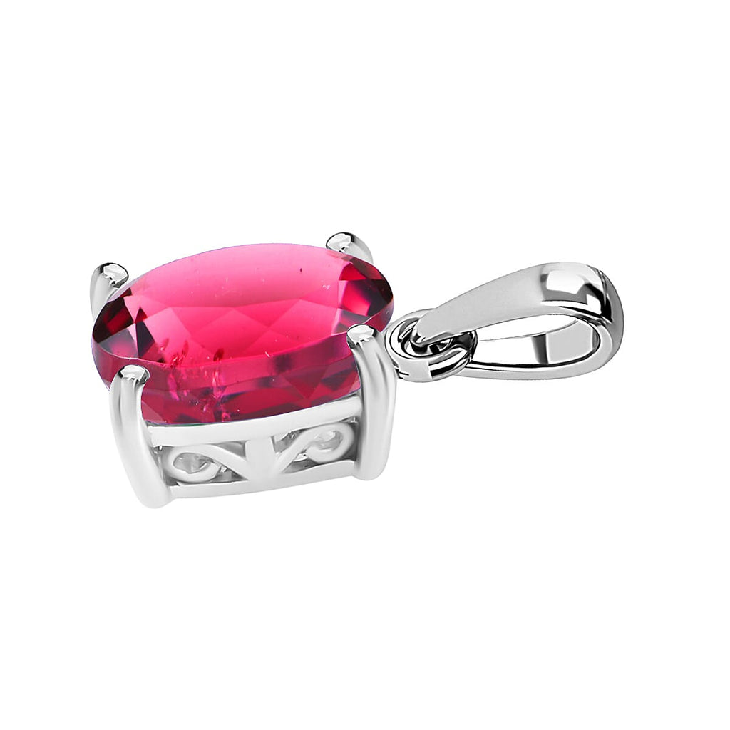 Rubellite Solitaire Pendant in Platinum Overlay Sterling Silver 1.40 Ct.