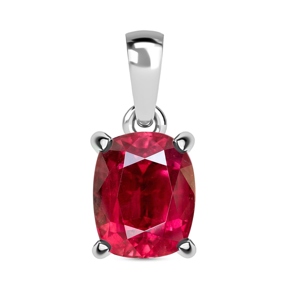 Rubellite Solitaire Pendant in Platinum Overlay Sterling Silver 3.20 ct. 8000168 0