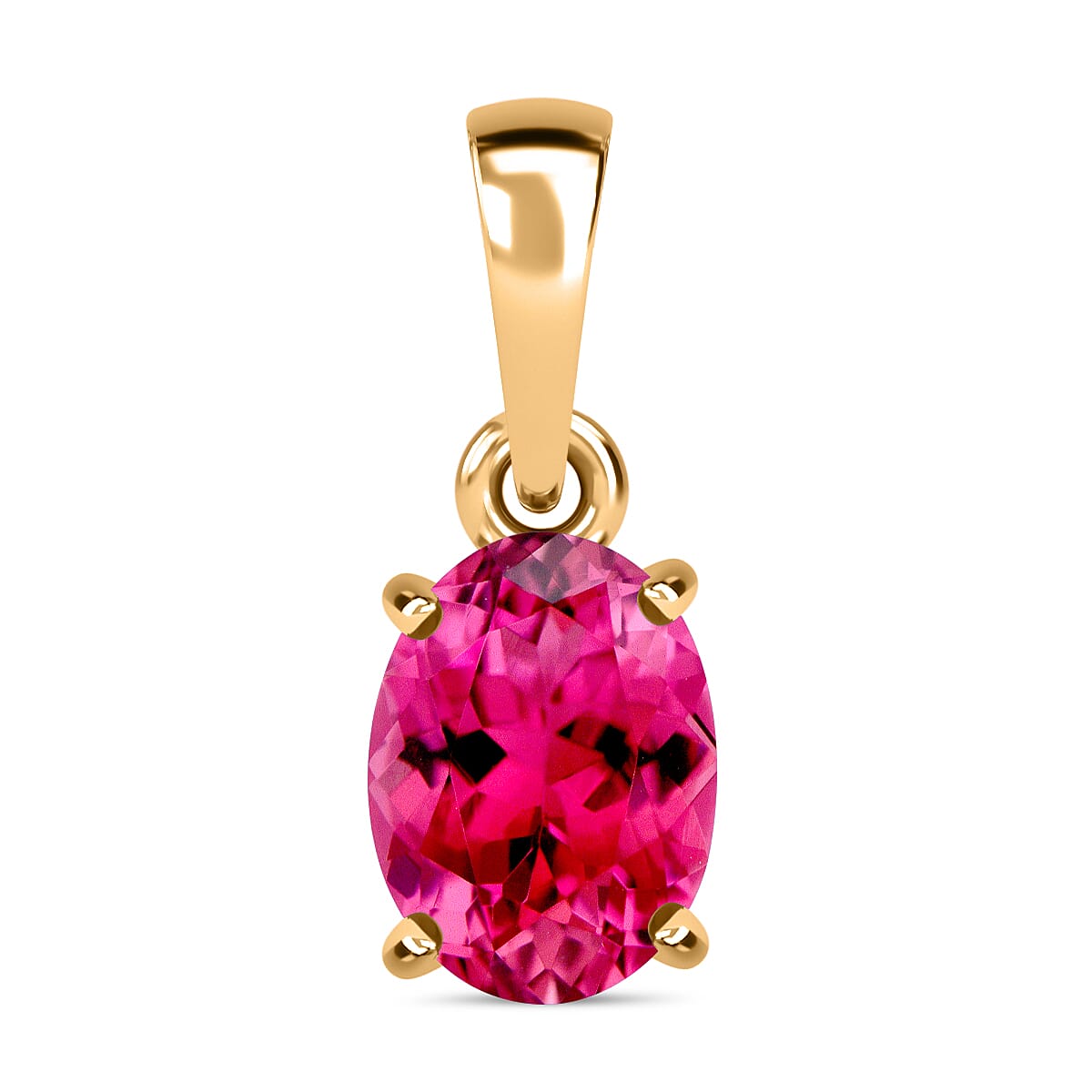 Rubellite Solitaire Pendant in Vermeil Yellow Gold Plated Sterling Silver 1.290 Ct 8000142 0