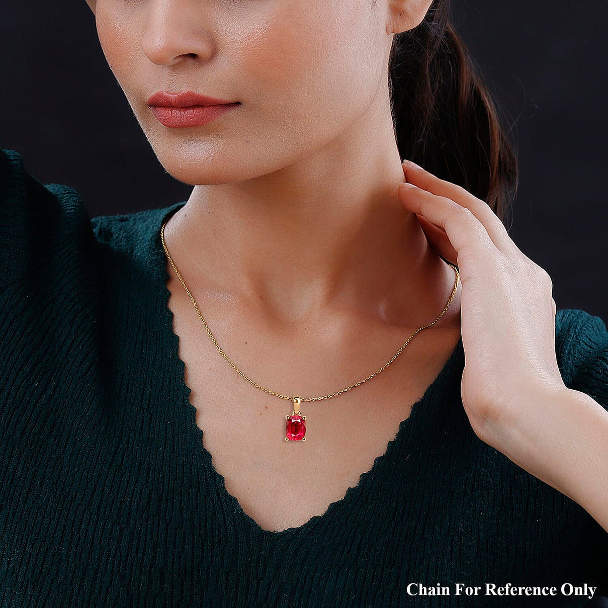 Rubellite Solitaire Pendant in Vermeil Yellow Gold Plated Sterling Silver 3.20 ct. 8000169 1