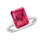 Rubellite  Solitaire Ring in Platinum Overlay Sterling Silver 3.20 ct  3.200  Ct.