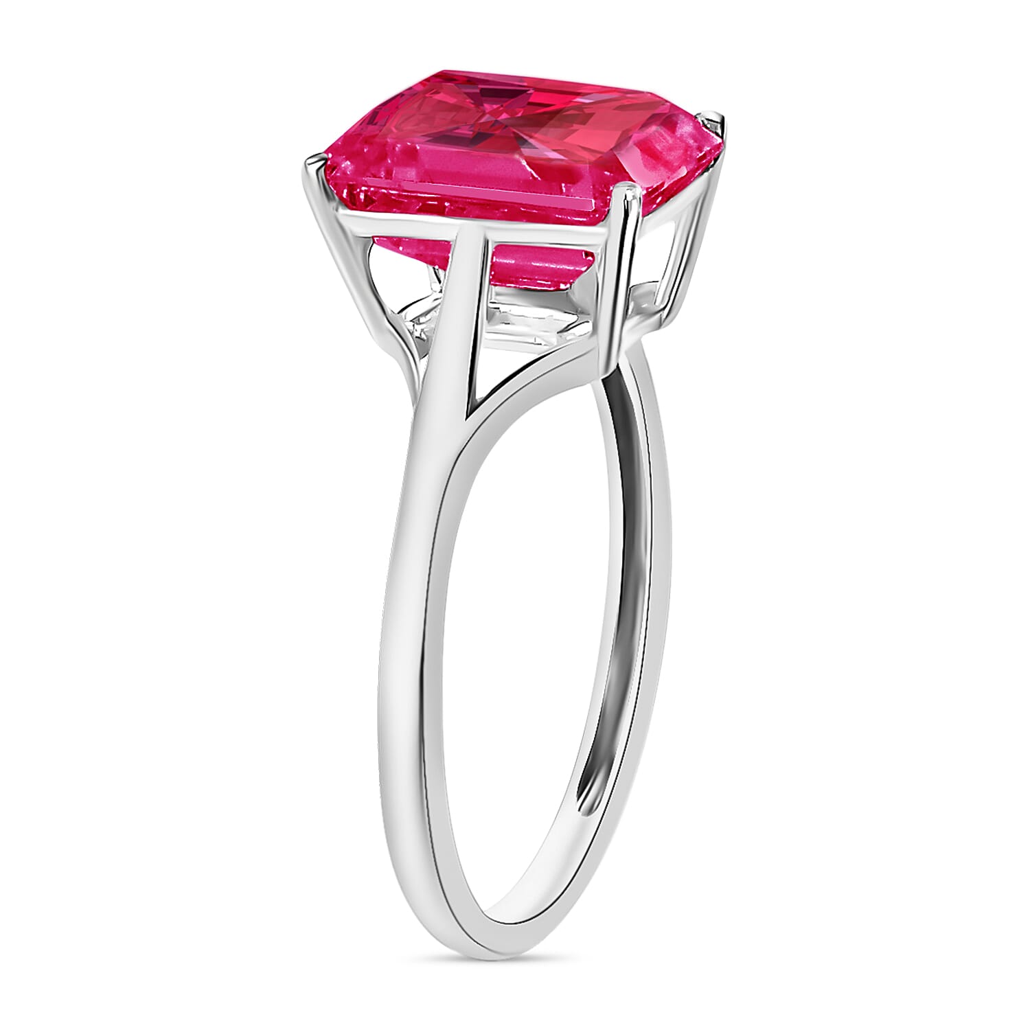 Rubellite Solitaire Ring in Platinum Overlay Sterling Silver 3.20 Ct 8001618 2