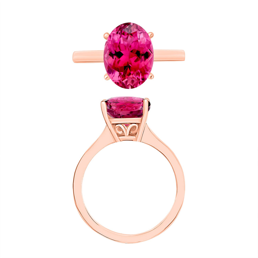 Rubellite  Solitaire Ring in Vermeil RG Sterling Silver 2.53 ct  2.530  Ct.