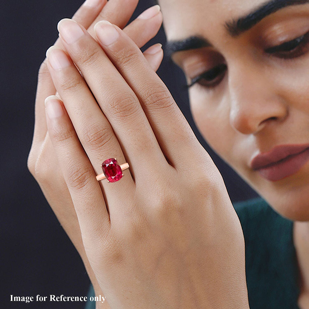 Rubellite  Solitaire Ring in Vermeil RG Sterling Silver 3.20 ct  3.200  Ct.