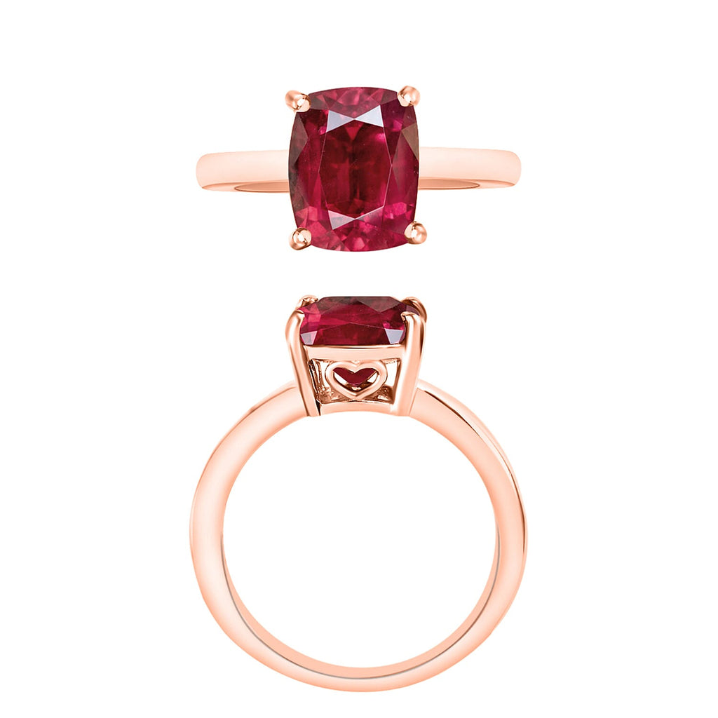 Rubellite  Solitaire Ring in Vermeil RG Sterling Silver 3.20 ct  3.200  Ct.