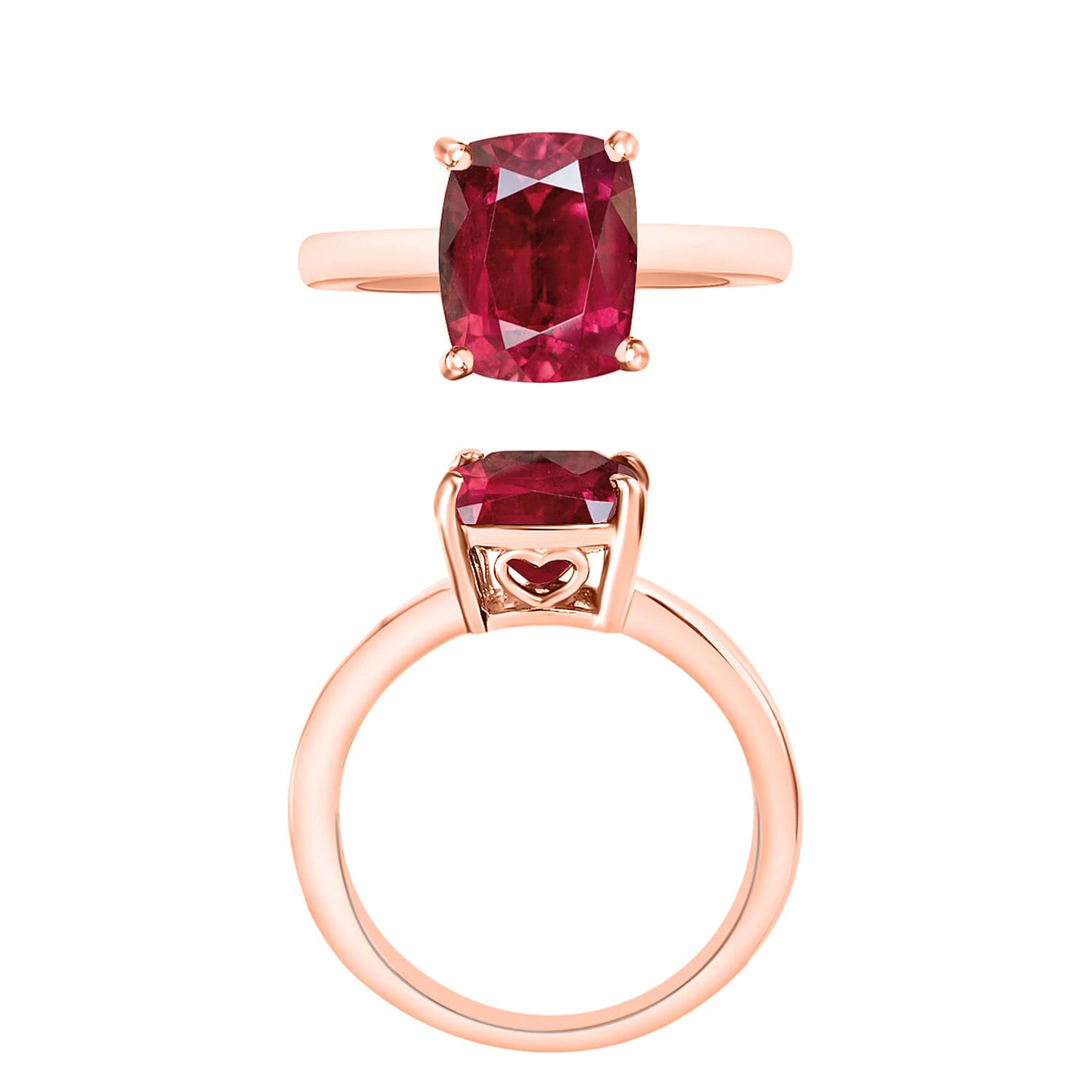 Rubellite Solitaire Ring in Vermeil Rose Gold Sterling Silver 3.20 Ct 8001312 3