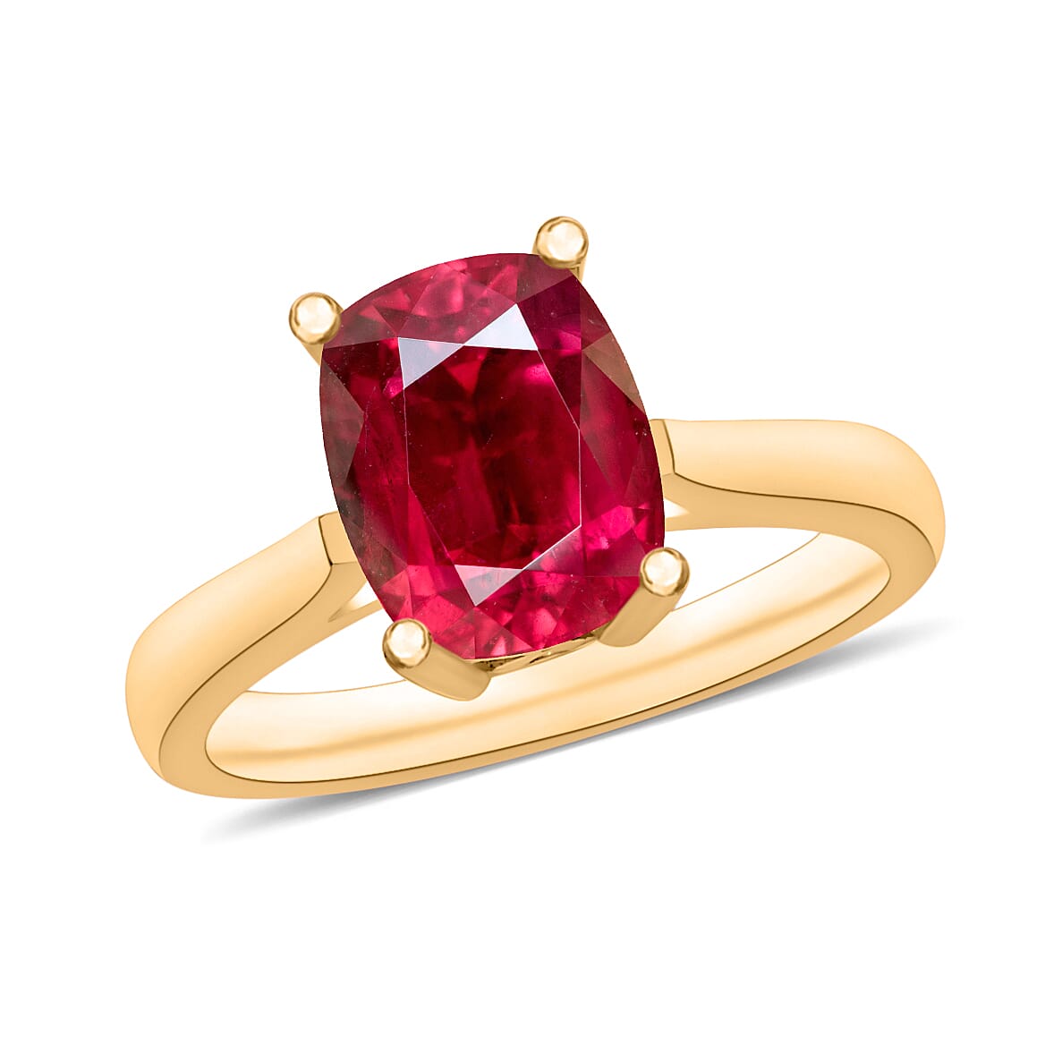 Rubellite Solitaire Ring in Vermeil Yellow Gold Sterling Silver 1.360 Ct 8001125 0