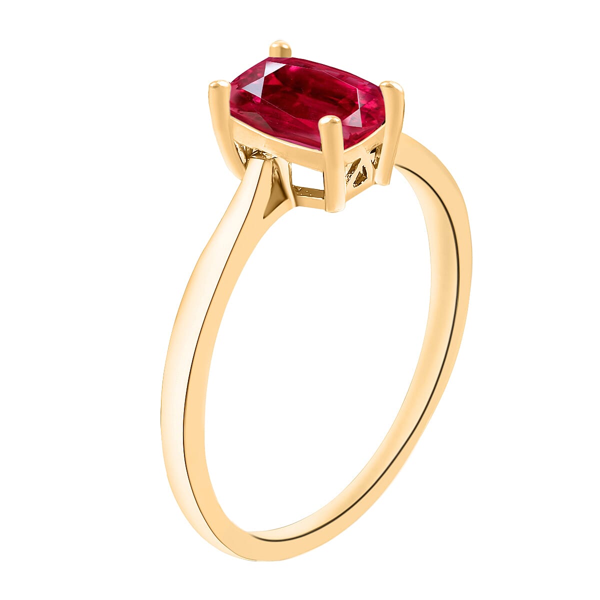 Rubellite Solitaire Ring in Vermeil Yellow Gold Sterling Silver 1.360 Ct 8001125 2