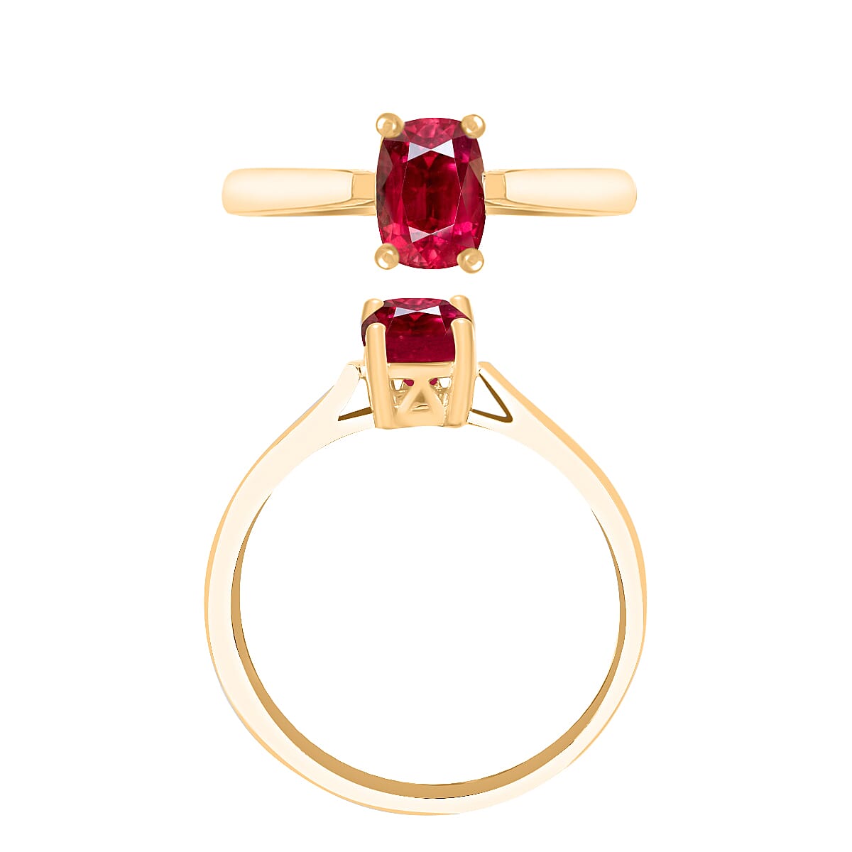 Rubellite Solitaire Ring in Vermeil Yellow Gold Sterling Silver 1.360 Ct 8001125 3