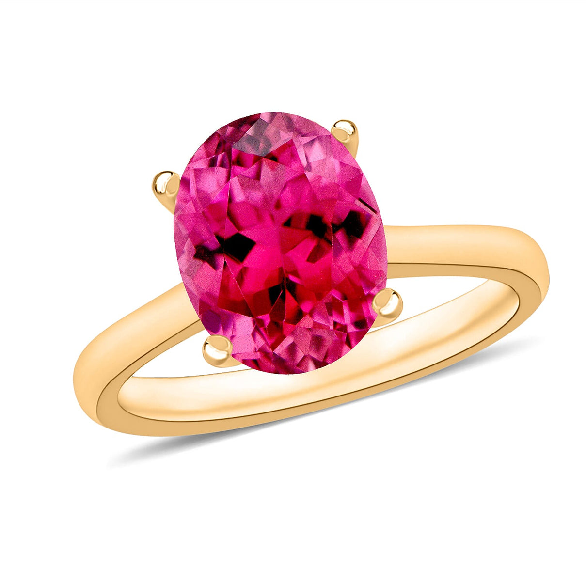 Rubellite Solitaire Ring in Vermeil Yellow Gold Sterling Silver 2.530 Ct 8000836 0
