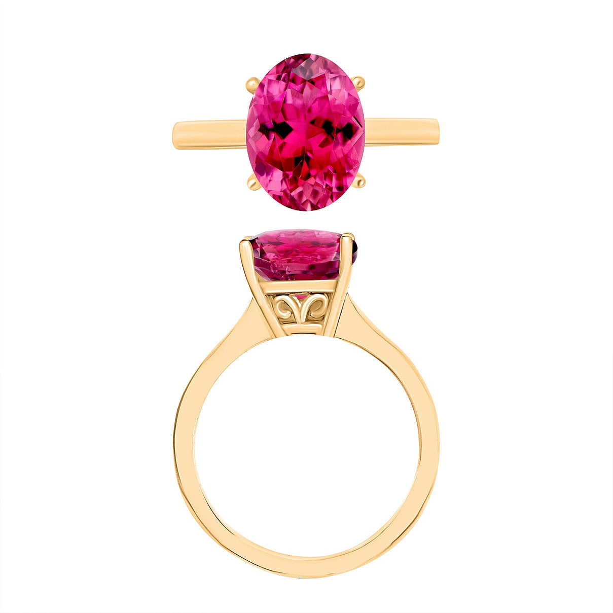 Rubellite Solitaire Ring in Vermeil Yellow Gold Sterling Silver 2.530 Ct 8000836 3