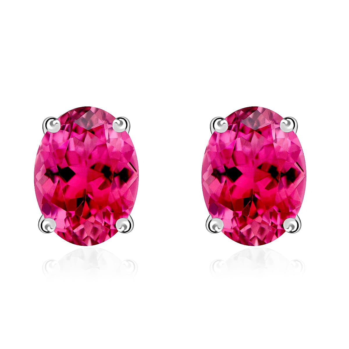 Rubellite Solitaire Stud Earrings in Platinum Overlay Sterling Silver 1.66 ct. 8000534 0